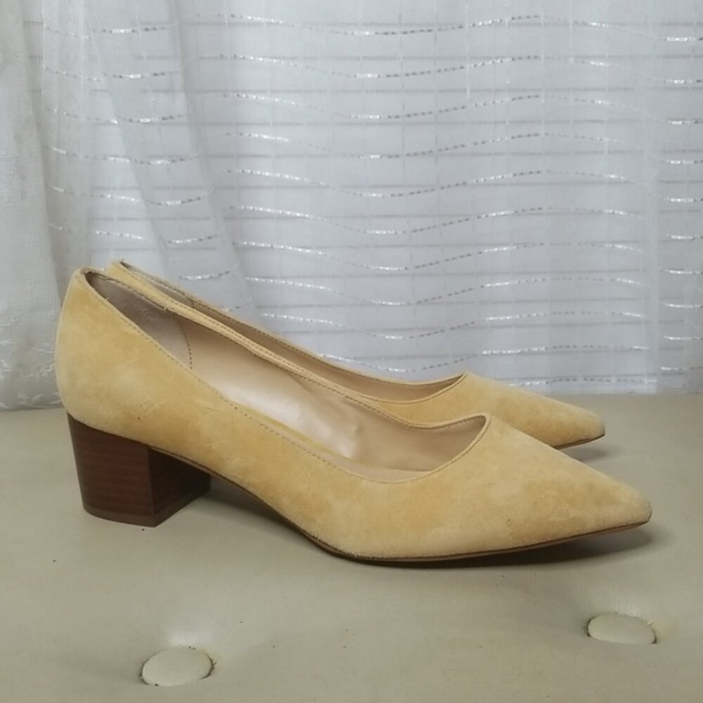 Crown Vintage Suede Pointed Toe Block Heel Pumps Sz 8.5